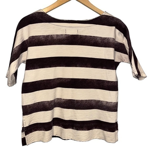 MADEWELL Purple Cream‎ Boxy Cloudstripe Short Sleeve Tee Size Womens Extra Small